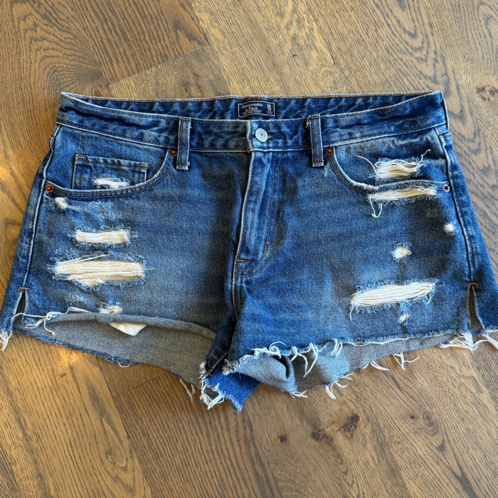 Abercrombie & Fitch Blue Distressed Jean Shorts